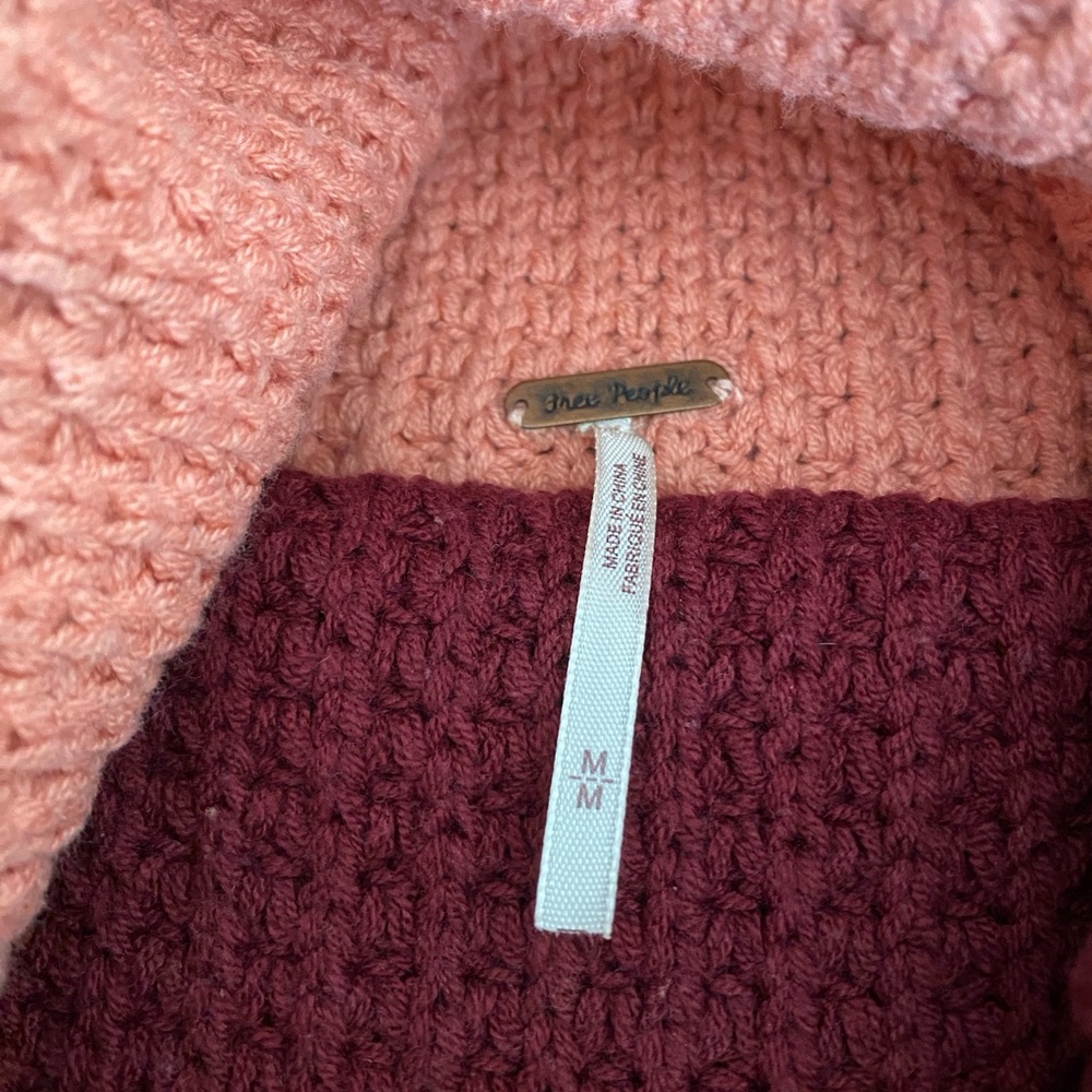 Free People Comfy Cowl Neck Sweater in Pink and Burgundy - Picture 4 of 9